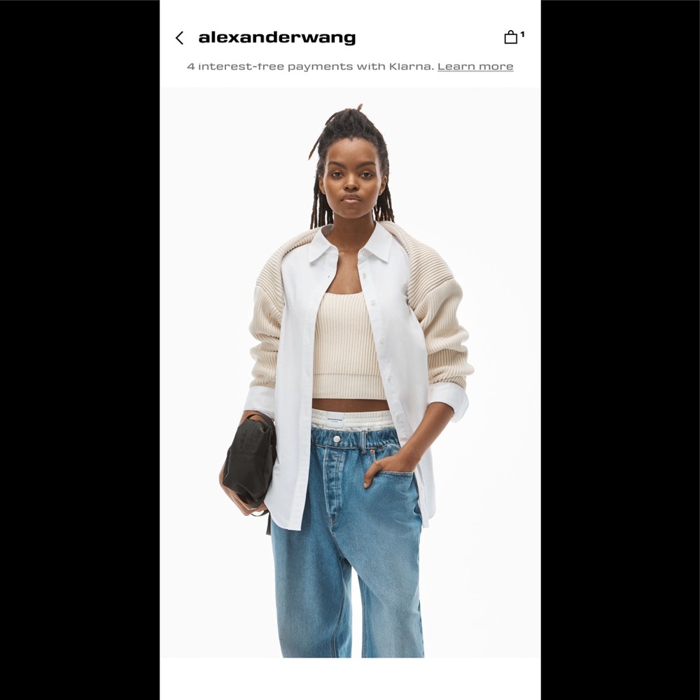 Alexander Wang bilayer shrug in oxford shirting